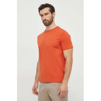 Napapijri tricou din bumbac barbati, culoarea portocaliu, neted de firma original