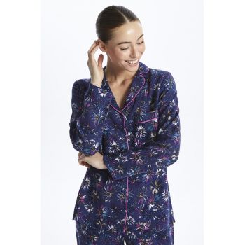 Pijama cu imprimeu floral si buzunar aplicat de firma originale