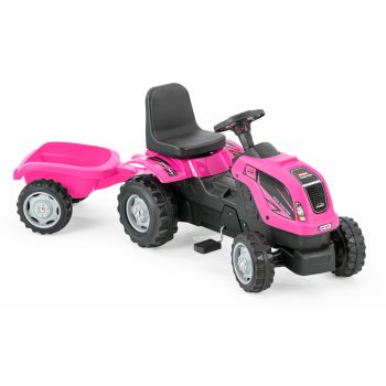 Tractor cu pedale si remorca Micromax MMX Pink ieftina
