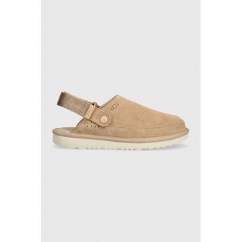 UGG papuci din piele intoarsa pentru copii GOLDENSTAR CLOG culoarea bej