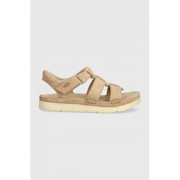 UGG sandale din piele intoarsa pentru copii GOLDENSTAR STRAP culoarea bej