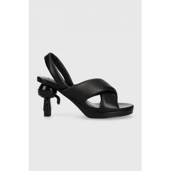 Karl Lagerfeld sandale de piele IKON HEEL culoarea negru, KL39024