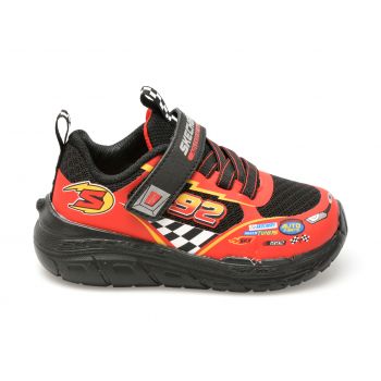 Pantofi sport SKECHERS rosii, SKECH TRACKS, din piele ecologica