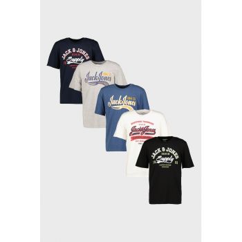 Set de tricouri cu imprimeu logo - 5 piese de firma original