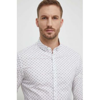 Armani Exchange camasa barbati, culoarea alb, cu guler button-down, slim de firma originala