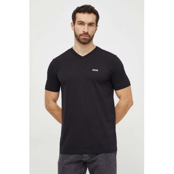 Boss Green tricou barbati, culoarea negru, neted