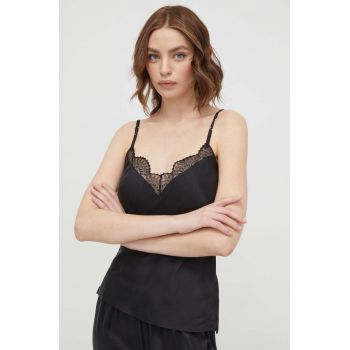 Chantelle top de pijama de mătase culoarea negru