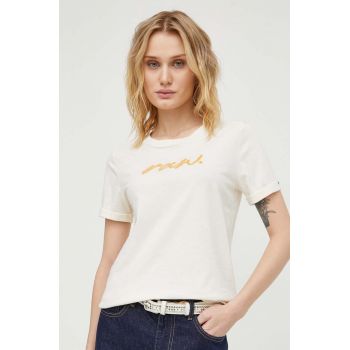 G-Star Raw tricou din bumbac femei, culoarea bej