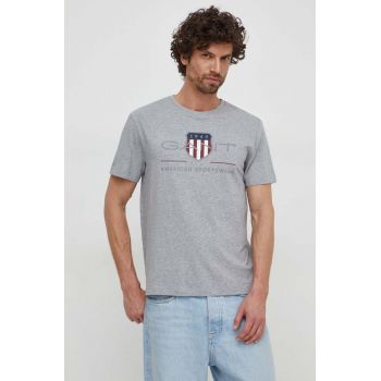 Gant tricou din bumbac culoarea gri, cu imprimeu ieftin