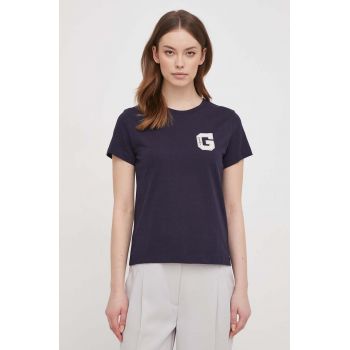 Gant tricou din bumbac femei, culoarea albastru marin de firma original