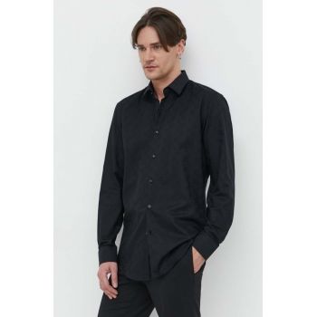 HUGO cămașă din bumbac bărbați, culoarea negru, cu guler clasic, slim 50500965