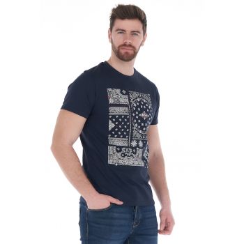 Tricou barbat - cu imprimeu pe piept - albastru ieftin