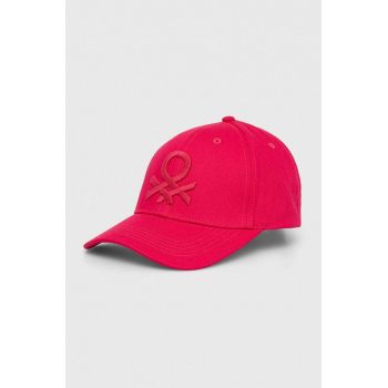 United Colors of Benetton șapcă de baseball din bumbac culoarea roz, cu imprimeu de firma originala