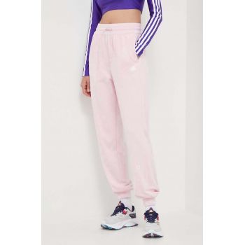 adidas pantaloni de trening culoarea roz, cu imprimeu IS4297