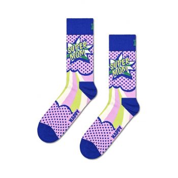 Happy Socks sosete Super Mom Sock femei, culoarea violet ieftine