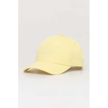 HUGO șapcă de baseball din bumbac culoarea galben, cu imprimeu