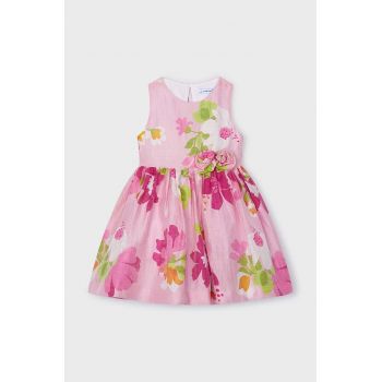 Mayoral rochie din in pentru copii culoarea roz, mini, evazati ieftina