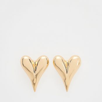 Reserved - Cercei placați cu aur, în formă de inimă neregulată - Auriu