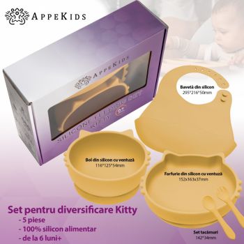 Set diversificare AppeKids din silicon 5 piese Kitty Honey