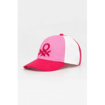 United Colors of Benetton șapcă de baseball din bumbac culoarea roz, modelator de firma originala