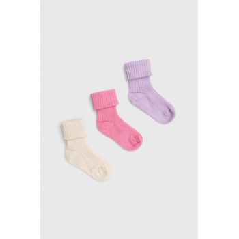 United Colors of Benetton sosete bebe 3-pack culoarea roz