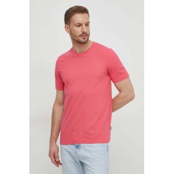 BOSS tricou barbati, culoarea roz, neted