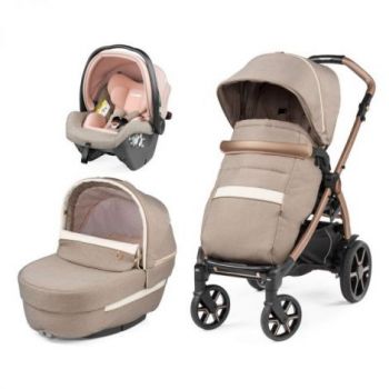 Carucior 3 in 1 Peg Perego Book, SLK, 0 - 22 kg, Mon Amour, Bej / Roz