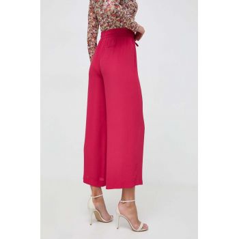 Marella pantaloni din amestec de mătase culoarea roz, lat, high waist 2413130000000