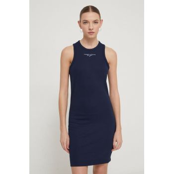 Tommy Jeans rochie culoarea albastru marin, mini, mulata