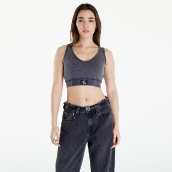 Calvin Klein Jeans Label Washed Rib Crop Top Washed Black de firma original