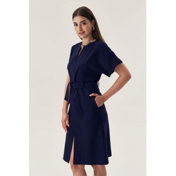 Rochie cu decolteu in V si buzunare laterale Elevator Orpitch