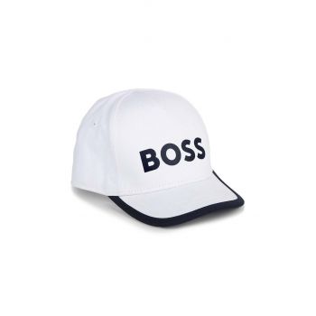 BOSS șapcă din bumbac pentru copii culoarea alb, cu imprimeu de firma originala