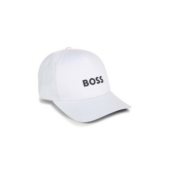BOSS șapcă din bumbac pentru copii culoarea alb, cu imprimeu de firma originala