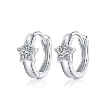 Cercei din argint Silver Little Crystal Star Hoops de firma original