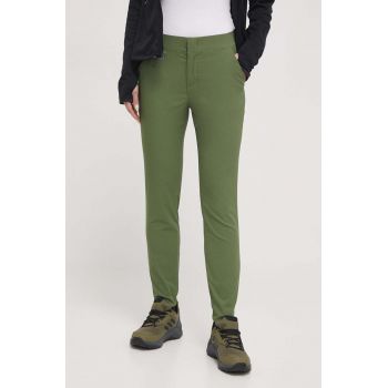Columbia pantaloni Firwood Camp II femei, culoarea verde, mulată, medium waist 1885343 ieftin
