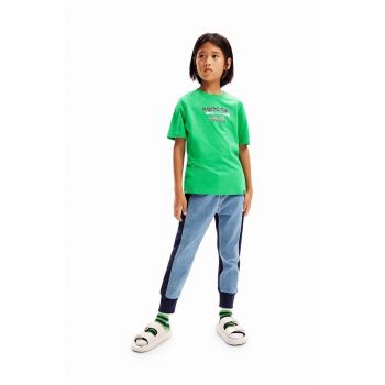 Desigual tricou de bumbac pentru copii culoarea verde, cu imprimeu ieftin