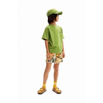 Desigual tricou de bumbac pentru copii culoarea verde, cu imprimeu ieftin