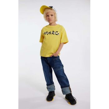 Marc Jacobs tricou de bumbac pentru copii culoarea auriu, cu imprimeu ieftin