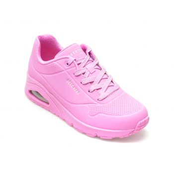 Pantofi sport SKECHERS roz, UNO, din piele ecologica la reducere