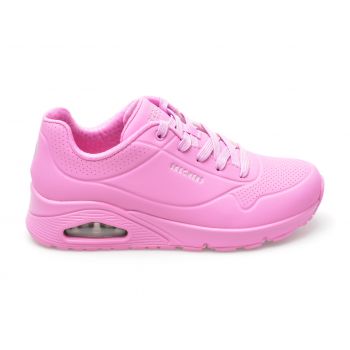 Pantofi sport SKECHERS roz, UNO, din piele ecologica la reducere