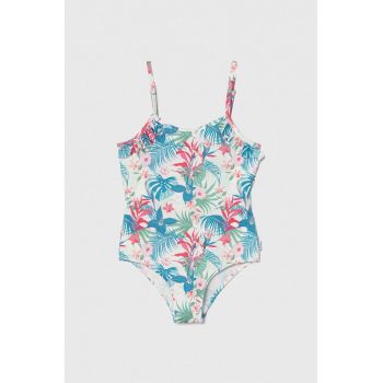 Pepe Jeans costum de baie dintr-o bucată pentru copii HIBISCUS FRILL SWIMSUIT culoarea verde