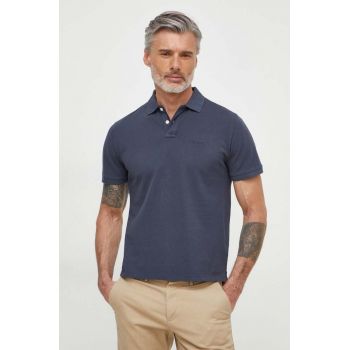 Pepe Jeans polo de bumbac culoarea albastru marin, neted ieftin