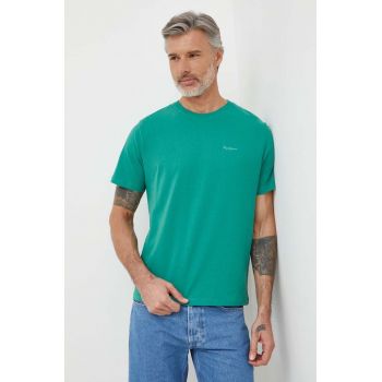 Pepe Jeans tricou din bumbac Connor barbati, culoarea verde, neted ieftin