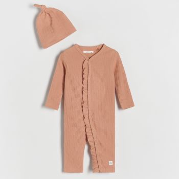 Reserved - Babies` jumpsuit & cap - Oranj