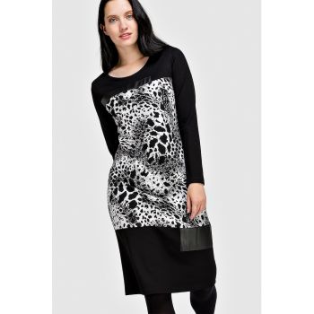 Rochie midi cu animal print la reducere