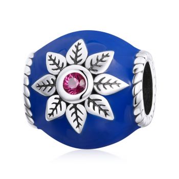 Talisman din argint Blue Charm with Flower de firma original