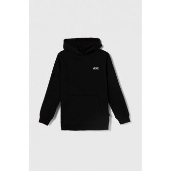 Vans bluza copii BASIC LEFT CHEST PO II culoarea negru, cu glugă, neted