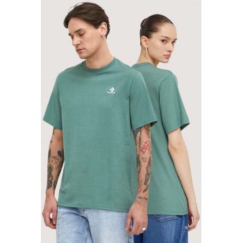 Converse tricou din bumbac culoarea verde, neted