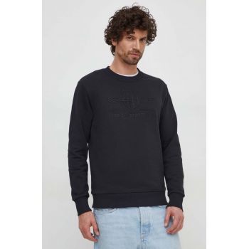 Gant hanorac de bumbac barbati, culoarea negru, cu imprimeu de firma original