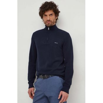 Gant pulover de bumbac culoarea albastru marin, light